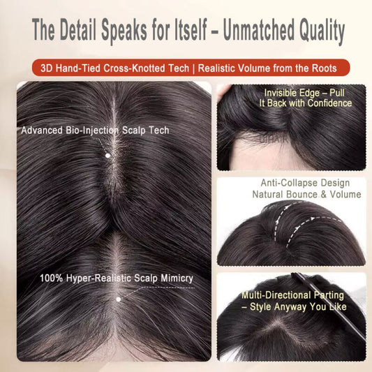 human hair topper for thinning crown before after
