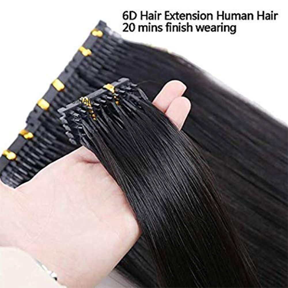Midnight Black 6D-1 Virgin Human Hair Extensions | Mirror-Like Shine with Invisible Elegance