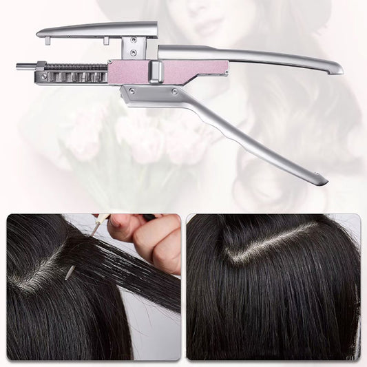 UIHAIR professional 6D-2 hair extension tool side profile showing pink alloy frame