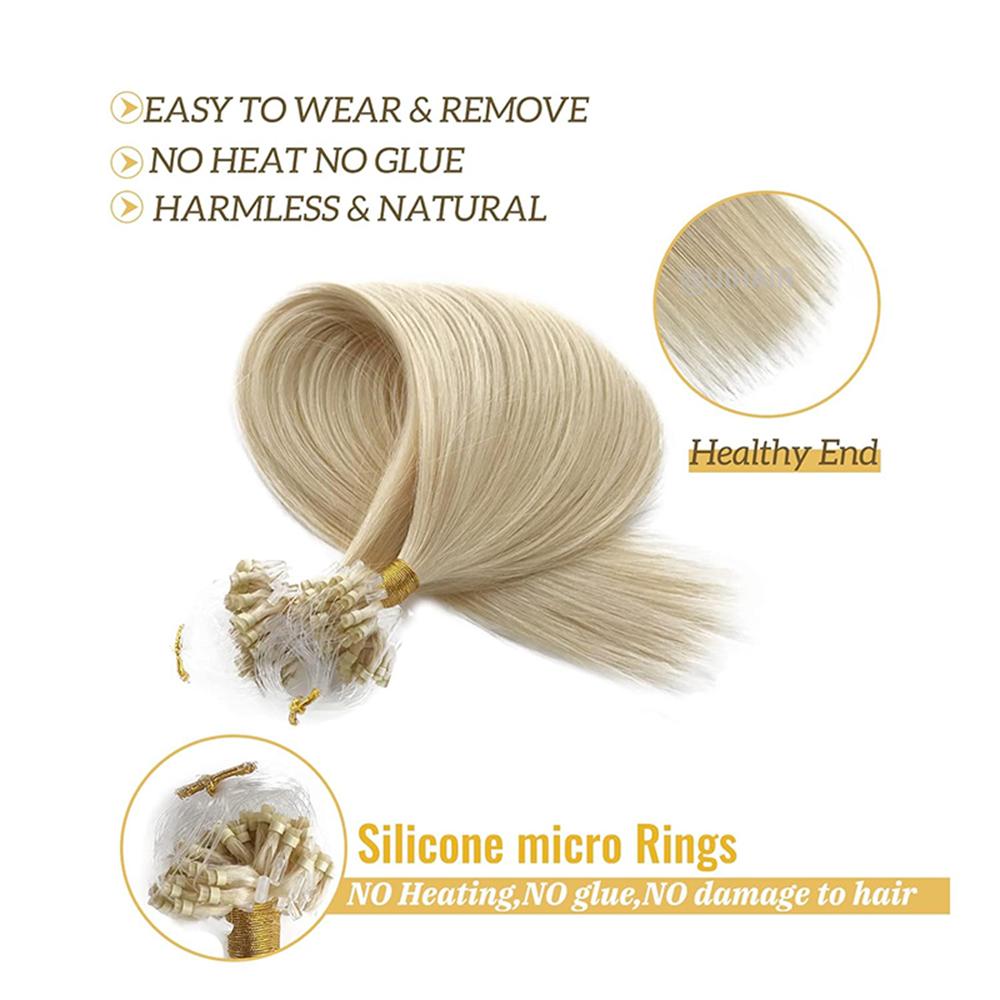 Virgin Human Hair Micro Loop Ring Link Hair Extension Light Color