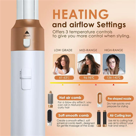 Hot air comb curling barrel attachment creating loose waves