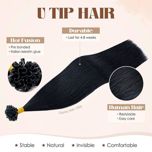 Italian Keratin pre-bonded U-shape hair tips for professional fusion