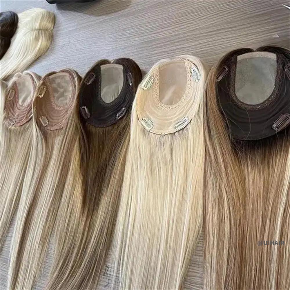 Silk Top Clip-In Hair Topper 6×6.5" – Mixed colors Virgin Human Hair for Thinning Hair