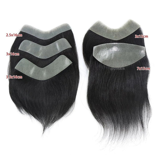 Virgin Human Hair V-Shape Front Hairline Topper for Men – Black Realistic Hair Wigs