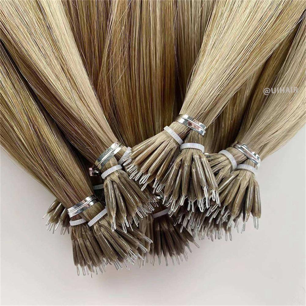 Virgin Human Hair Keratin Nano Ring Tip Hair Extensions Highlight Color