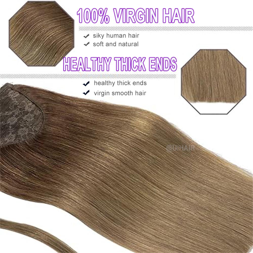 Ponytail Virgin Human Hair Extensions Light Color