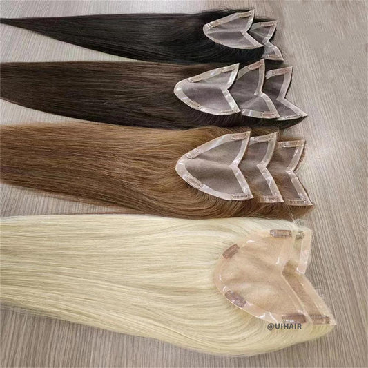 Heat-style friendly human hair topper