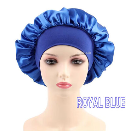 Wide-brimmed Satin Nightcap Round Hat