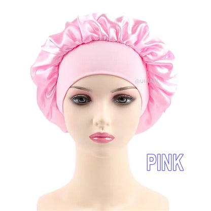 Wide-brimmed Satin Nightcap Round Hat