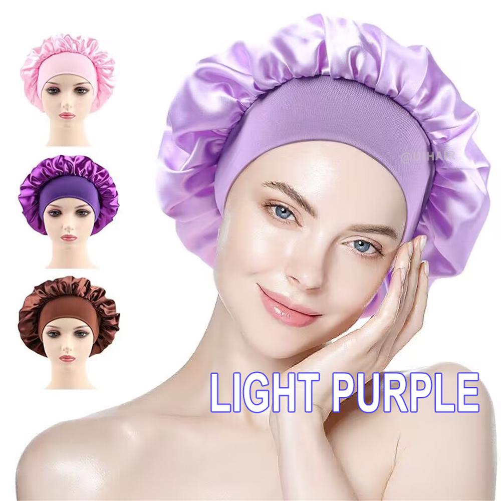Wide-brimmed Satin Nightcap Round Hat