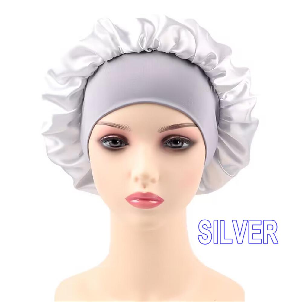 Wide-brimmed Satin Nightcap Round Hat
