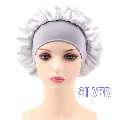 Wide-brimmed Satin Nightcap Round Hat