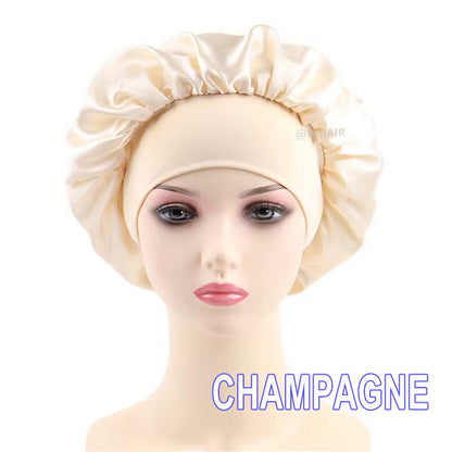 Wide-brimmed Satin Nightcap Round Hat