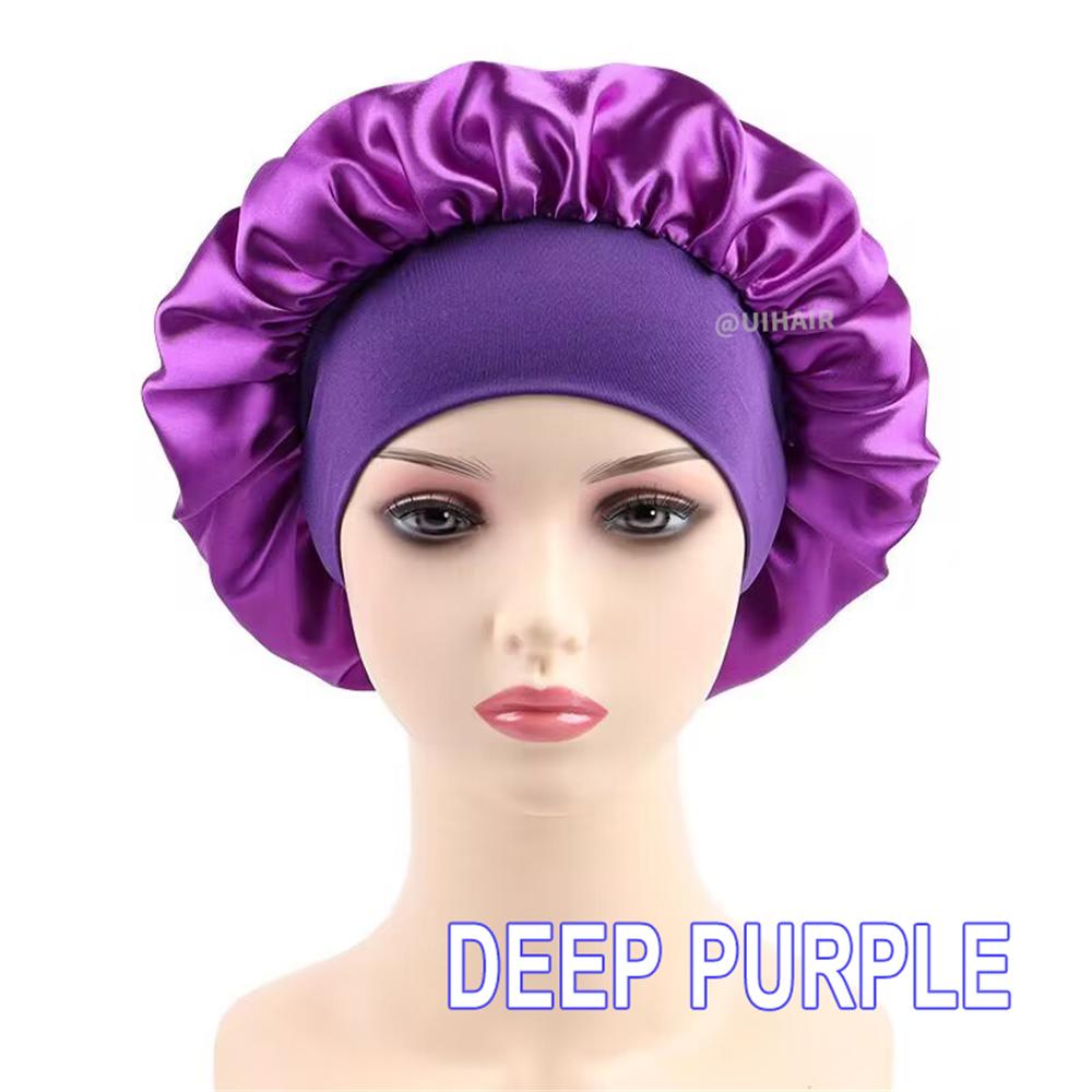 Wide-brimmed Satin Nightcap Round Hat