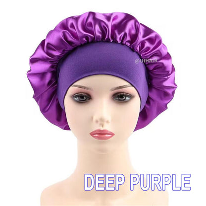 Wide-brimmed Satin Nightcap Round Hat