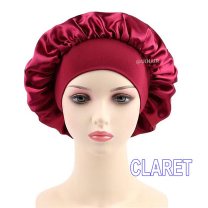Wide-brimmed Satin Nightcap Round Hat