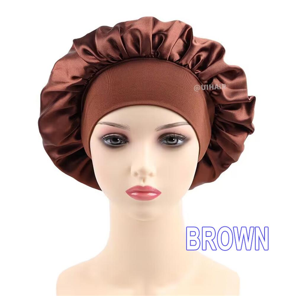 Wide-brimmed Satin Nightcap Round Hat