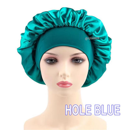 Wide-brimmed Satin Nightcap Round Hat