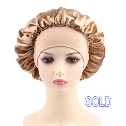 Wide-brimmed Satin Nightcap Round Hat
