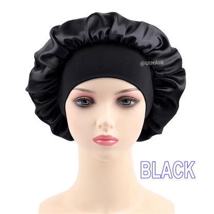 Wide-brimmed Satin Nightcap Round Hat