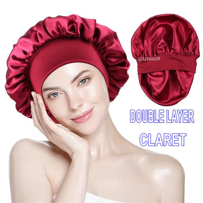 Double-layer Wide-brimmed Satin Nightcap Round Hat