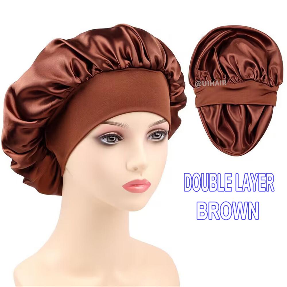 Double-layer Wide-brimmed Satin Nightcap Round Hat