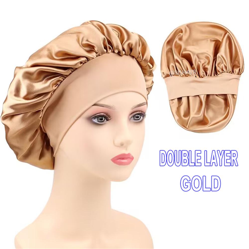 Double-layer Wide-brimmed Satin Nightcap Round Hat