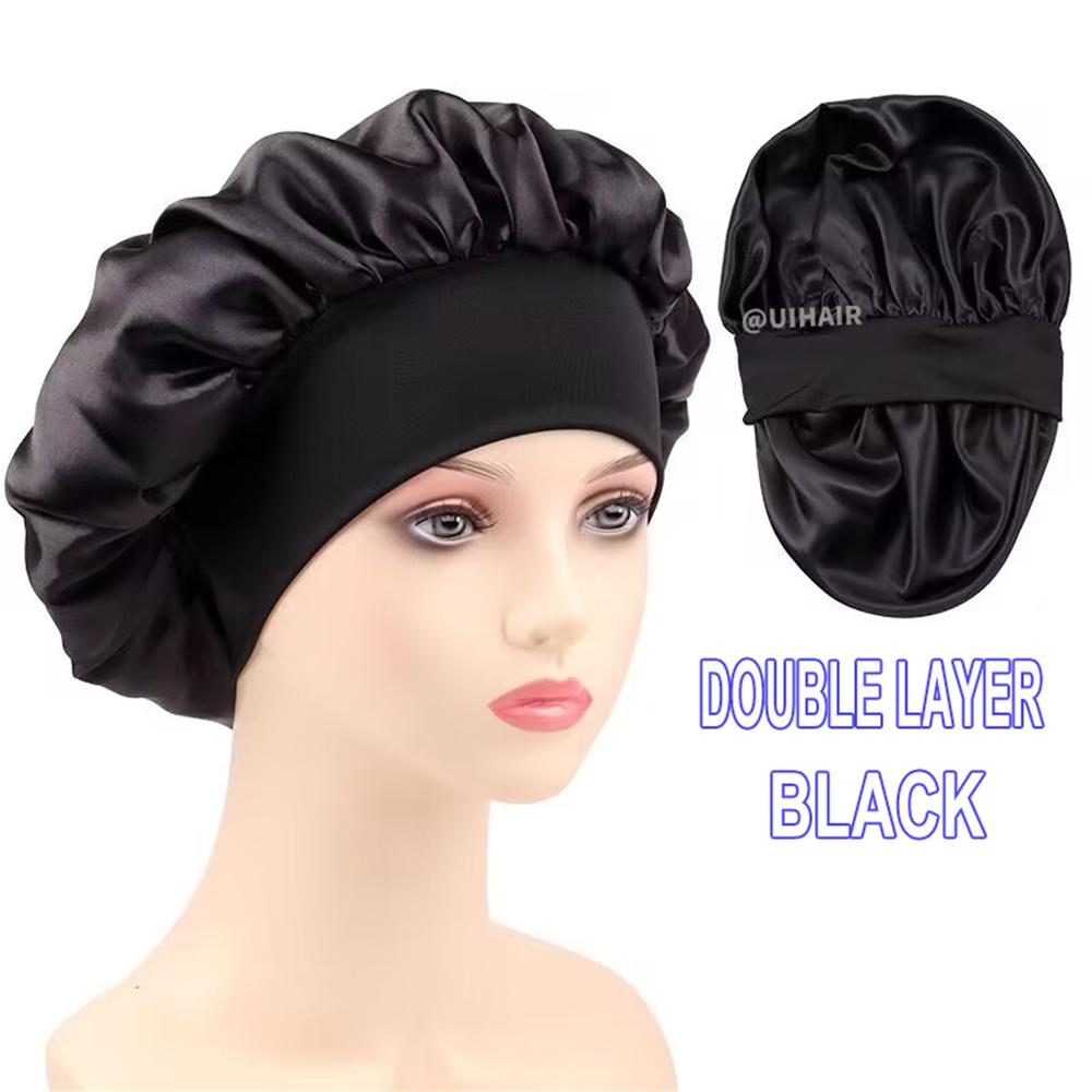 Double-layer Wide-brimmed Satin Nightcap Round Hat