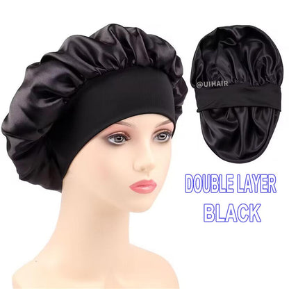 Double-layer Wide-brimmed Satin Nightcap Round Hat