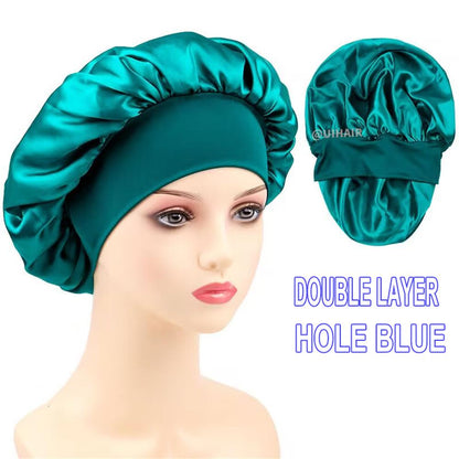 Double-layer Wide-brimmed Satin Nightcap Round Hat