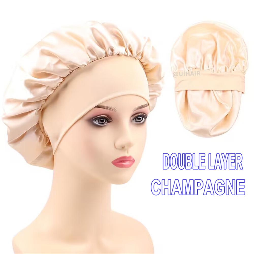 Double-layer Wide-brimmed Satin Nightcap Round Hat