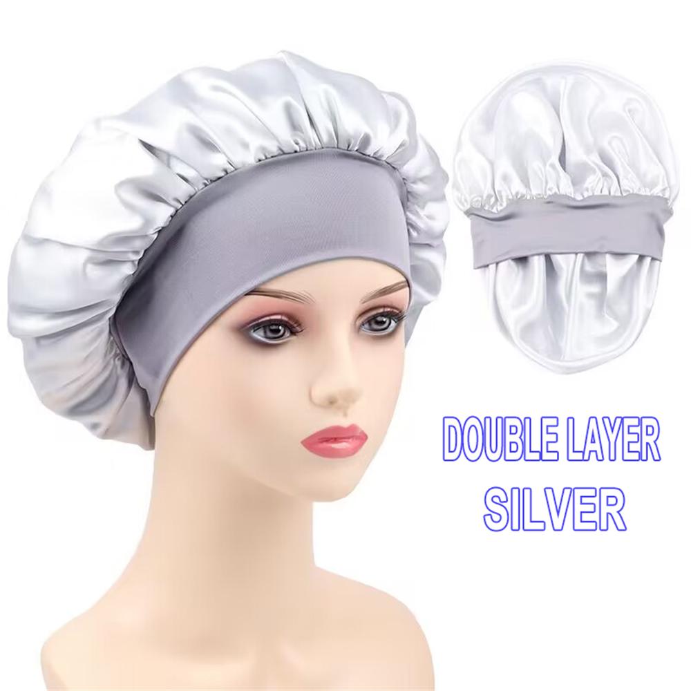 Double-layer Wide-brimmed Satin Nightcap Round Hat