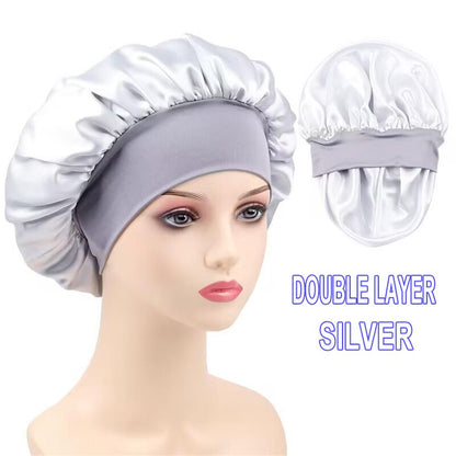 Double-layer Wide-brimmed Satin Nightcap Round Hat