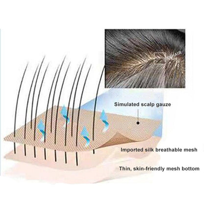 Fully Hand Knitted Stretch Mesh Natural Wig