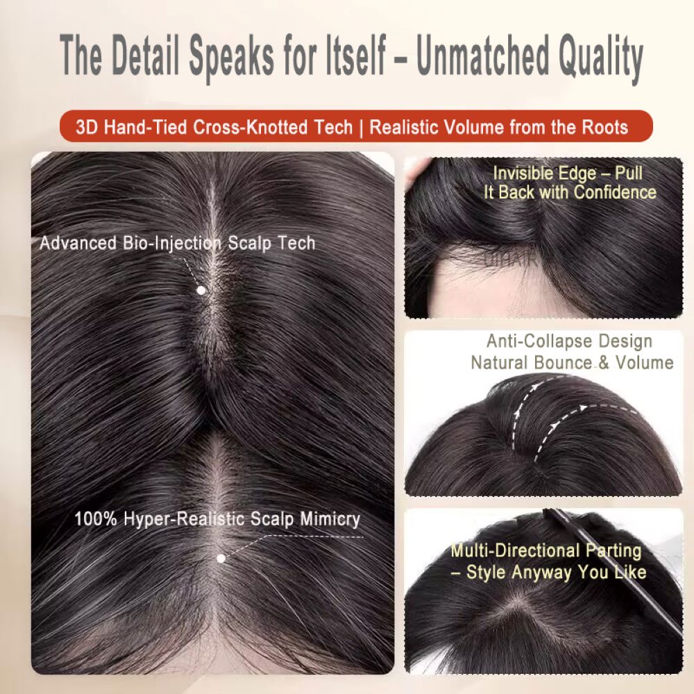 human hair topper for thinning crown before after