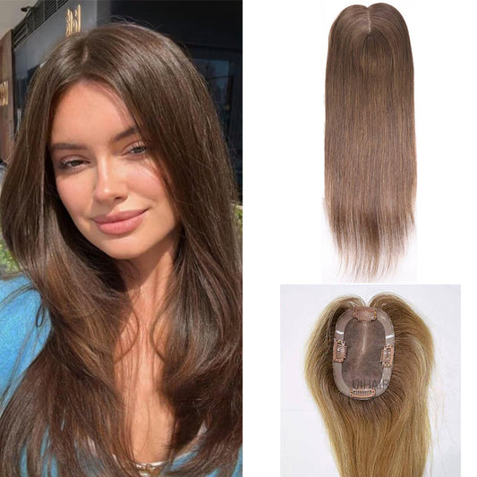 3x5 mono hair topper top view natural part