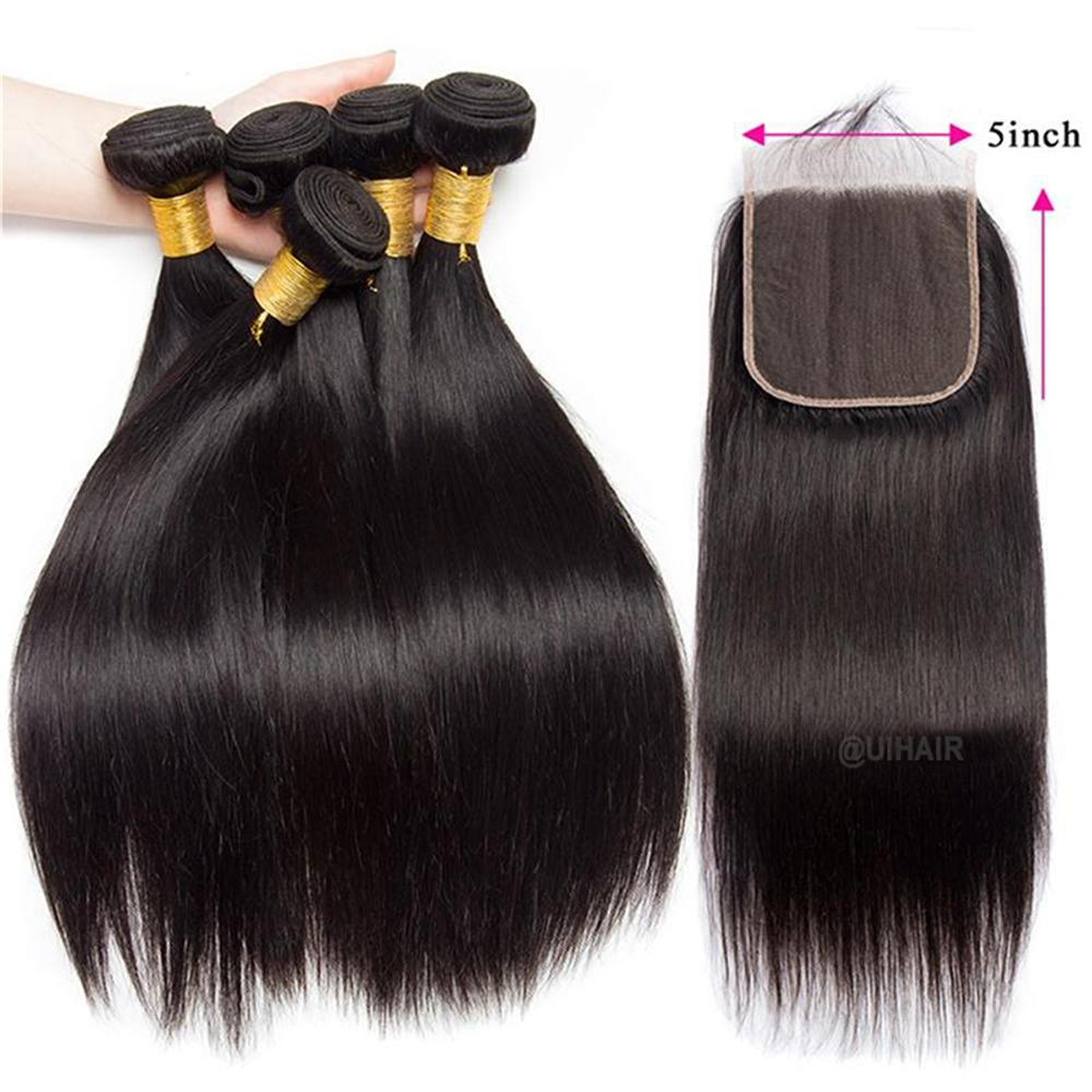 5X5 HD Swiss Lace Closure With Bundles Human Hair Straight