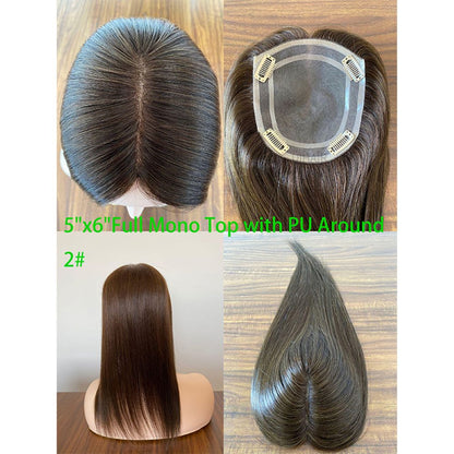 5x6 mono hair topper top view natural part