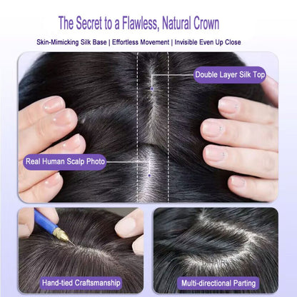 human hair topper soft texture close up