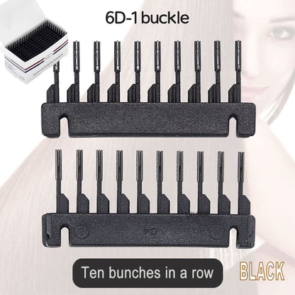40pcs black 6D-1 hair extension replacement buckles reusable 10 strands per row clamps in packaging box