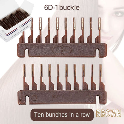 Dark brown 6D-1 hair extension replacement buckles 10-strand row clamps for salon styling