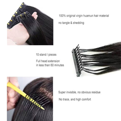 Midnight Black 6D-1 Virgin Human Hair Extensions | Mirror-Like Shine with Invisible Elegance