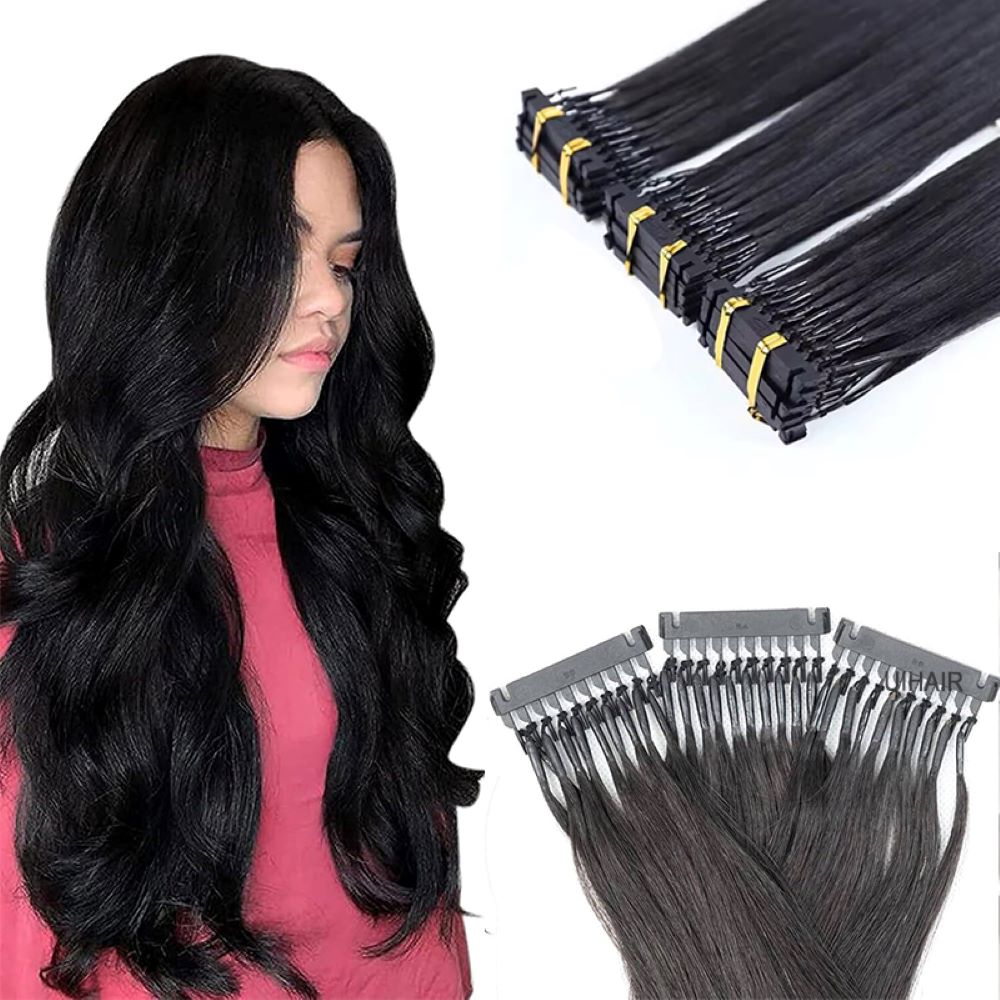 Midnight Black 6D-1 Virgin Human Hair Extensions | Mirror-Like Shine with Invisible Elegance