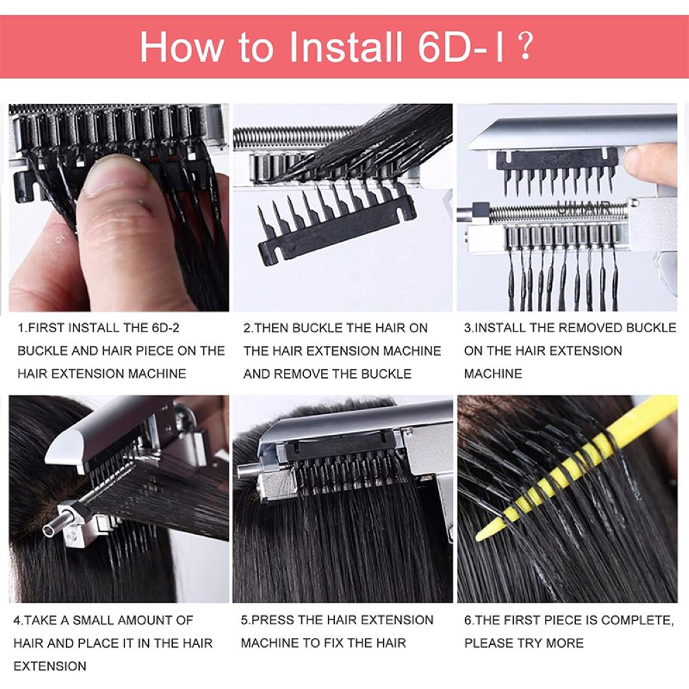 Close-up of UIHAIR 6D-1 Hair Extensions 10-Strand Buckle Row System for Quick Application