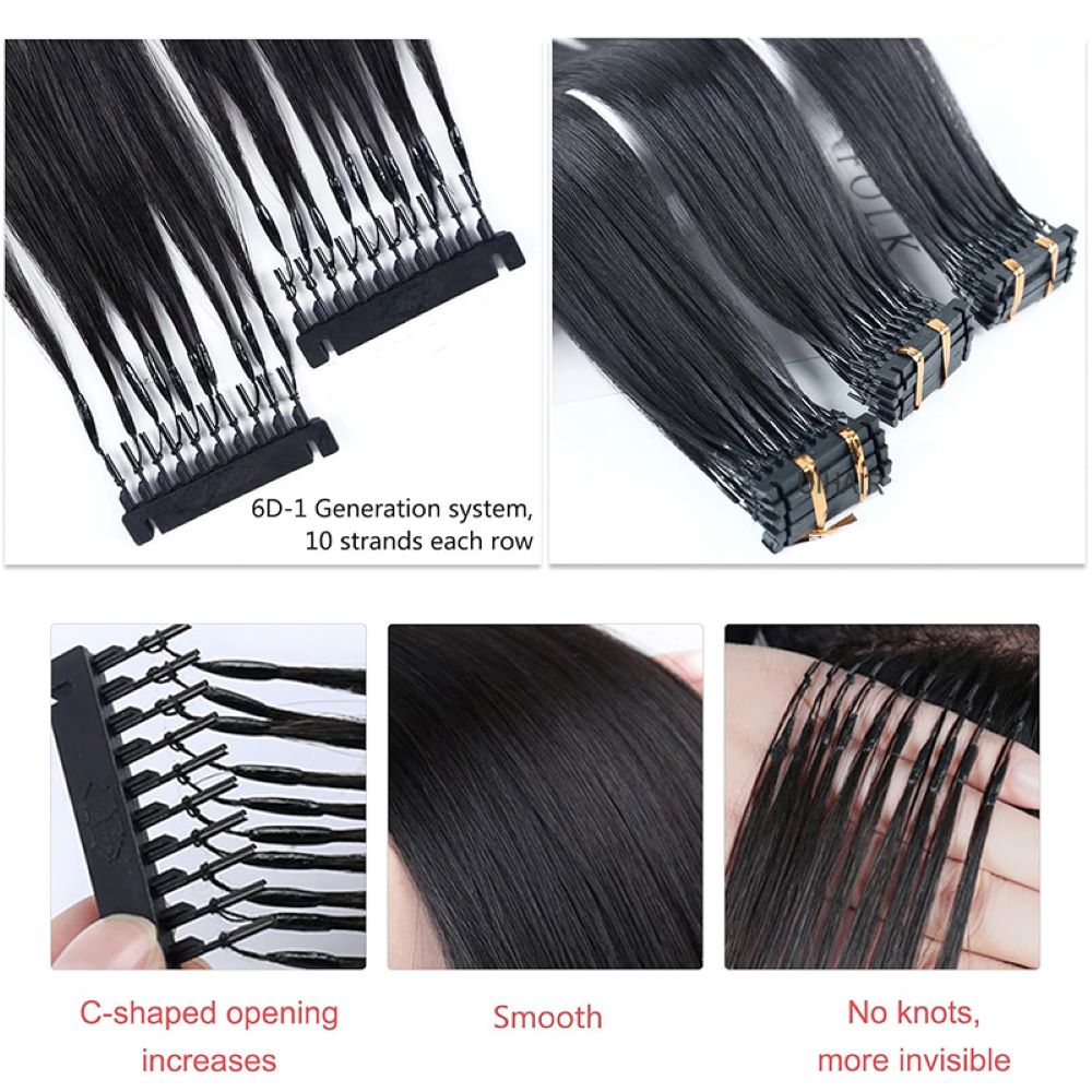 6D-1 Generation Hair Extension Buckle Mechanism showing C-shaped opening and transparent joints