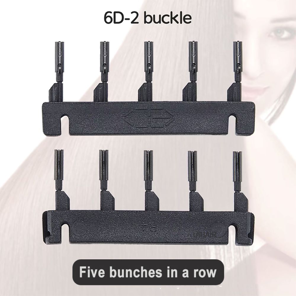 6D-2 hair extension replacement buckles 5 pins per row black connectors