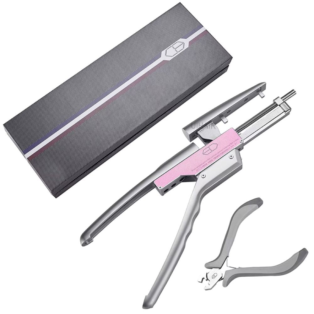 6D-2 seamless hair extension machine kit with removal pliers and luxury storage box