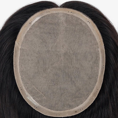 Inner view of 100 percent hand-tied full silk base matrix showing scalp-mimicking mesh