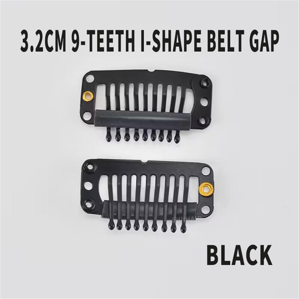 9-Teeth 6 Holes Metailic Snap Clips With Rubber for Hair Extensions