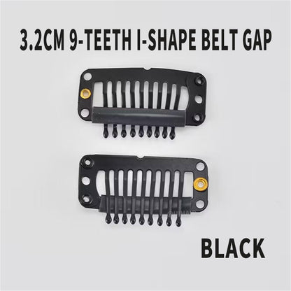 9-Teeth 6 Holes Metailic Snap Clips With Rubber for Hair Extensions